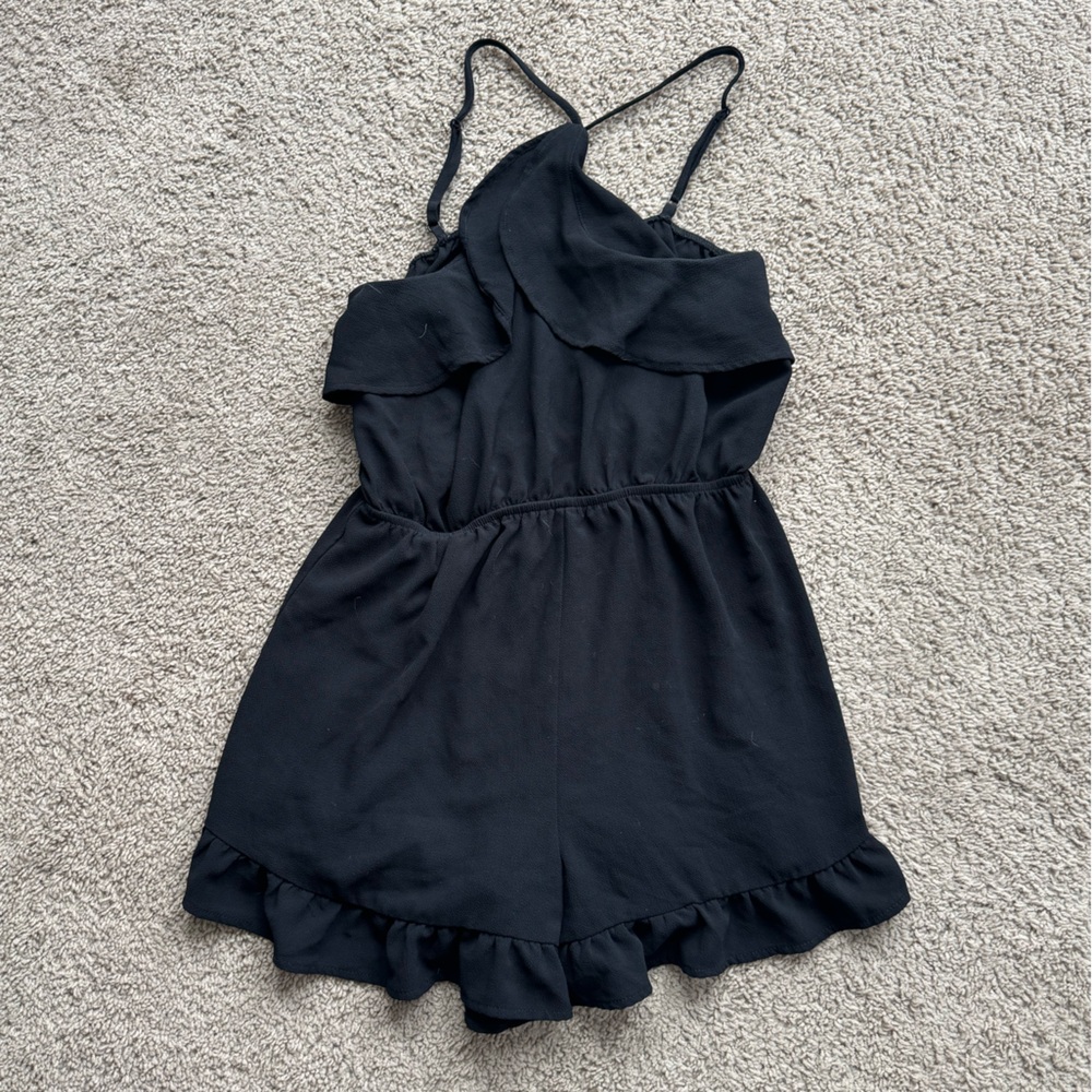 Monteau Black Ruffled Kids Romper